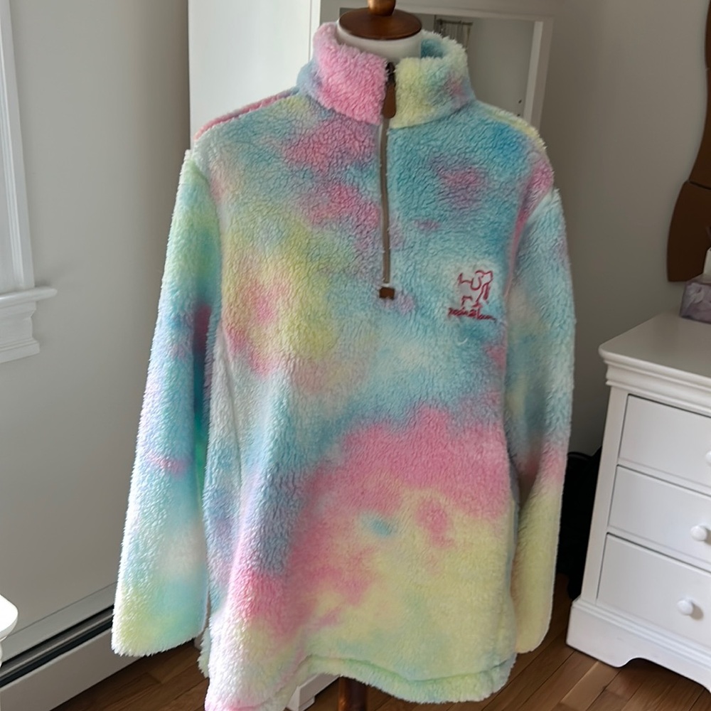 Puppie Love 1/4 Zip Tye Dyed Fleece Sweatshirt Size Large.